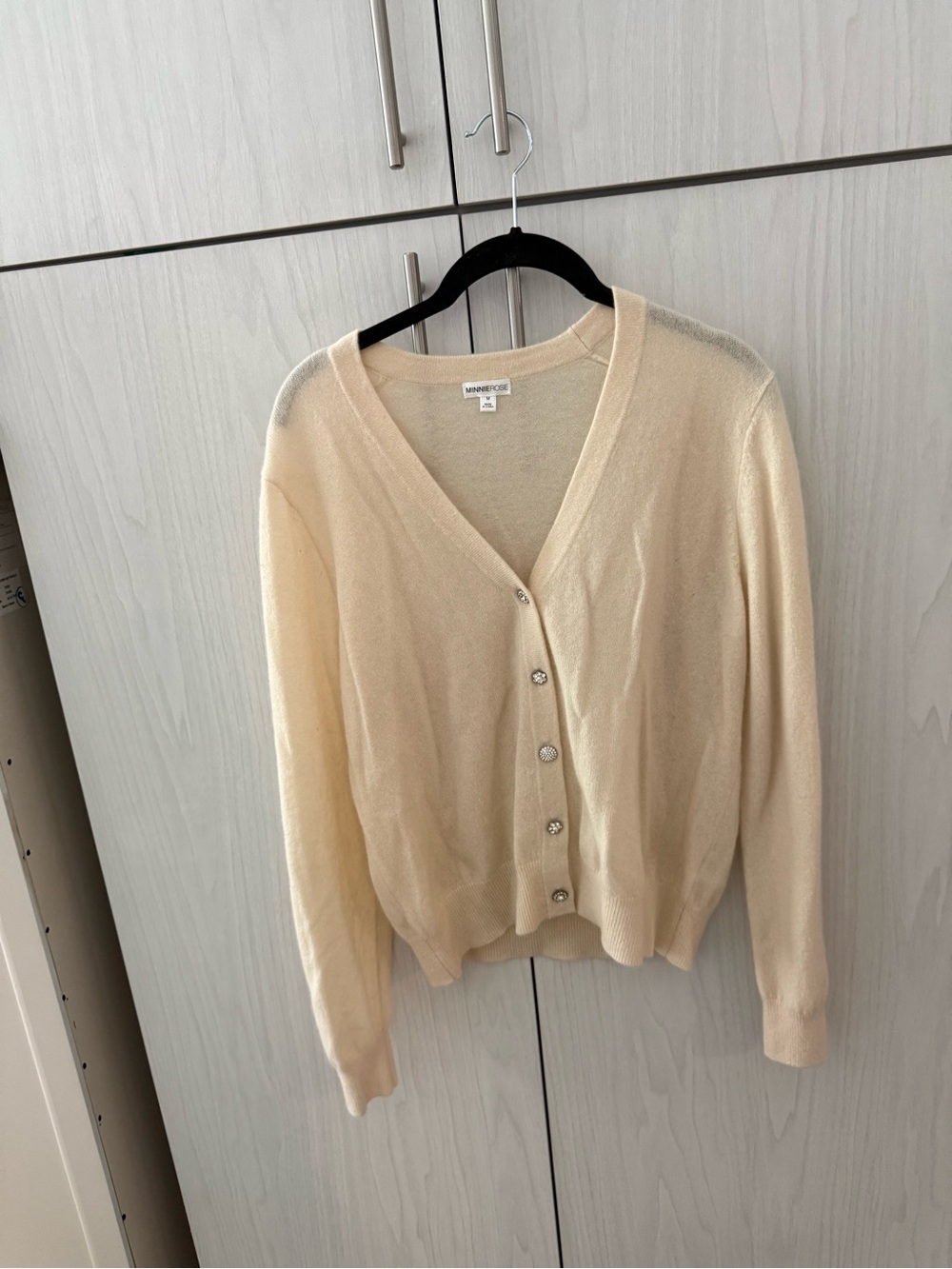 Minnie Rose Cream V-Neck Button Cardigan Sweater